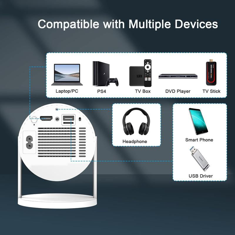 XBJ Mini Portable Projector โ Full HD 1080P with Wi-Fi, BT5 & Auto Keystone | 4K Support for Home & Outdoor Use