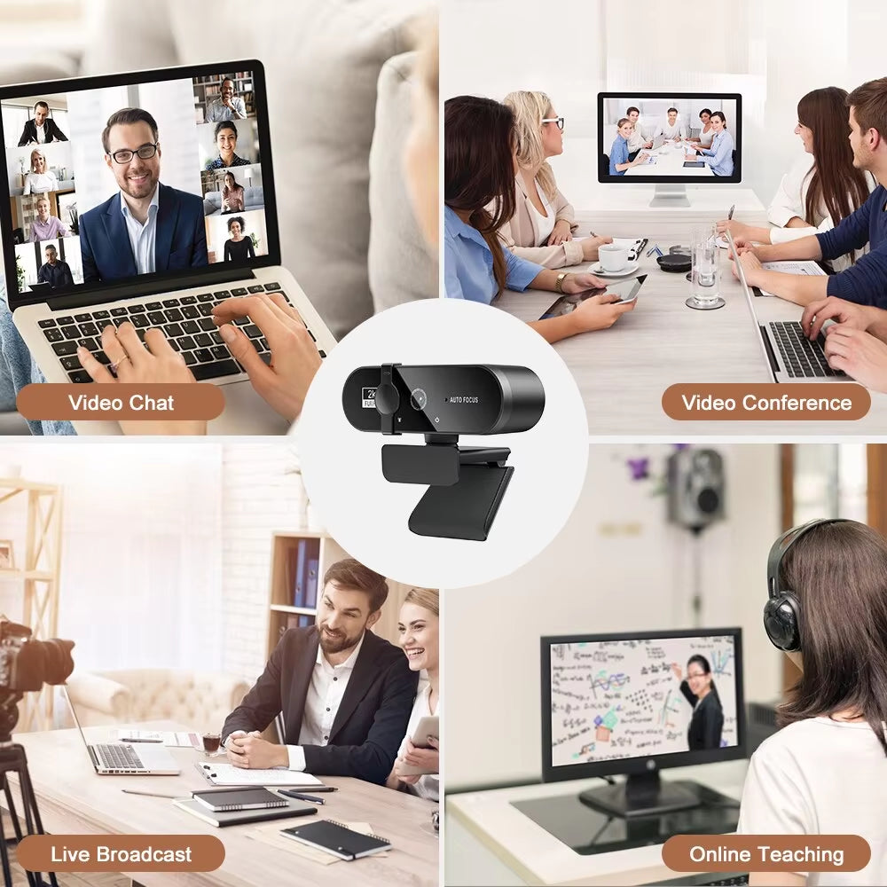 4K HD Webcam with Microphone – Auto Focus USB Camera for PC & Laptop (1080P/2K/4K)