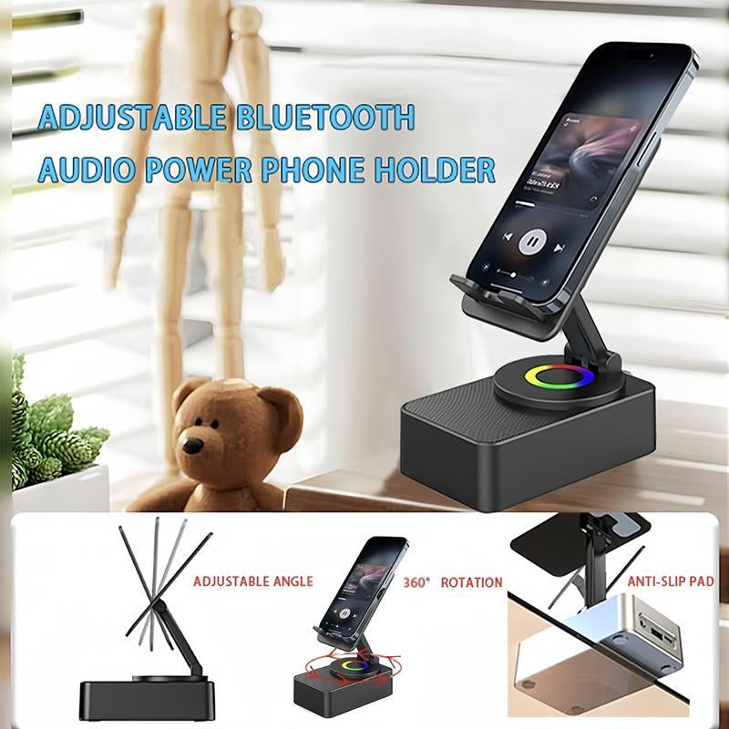 5-in-1 Wireless Bluetooth Speaker – Foldable Phone Holder with Ambient Light & Power Bank