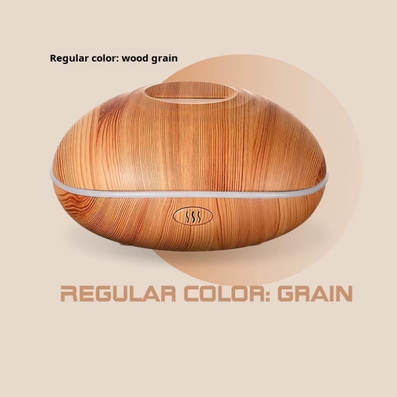 7-Color Flame Aroma Diffuser – Wood Grain Ultrasonic Humidifier