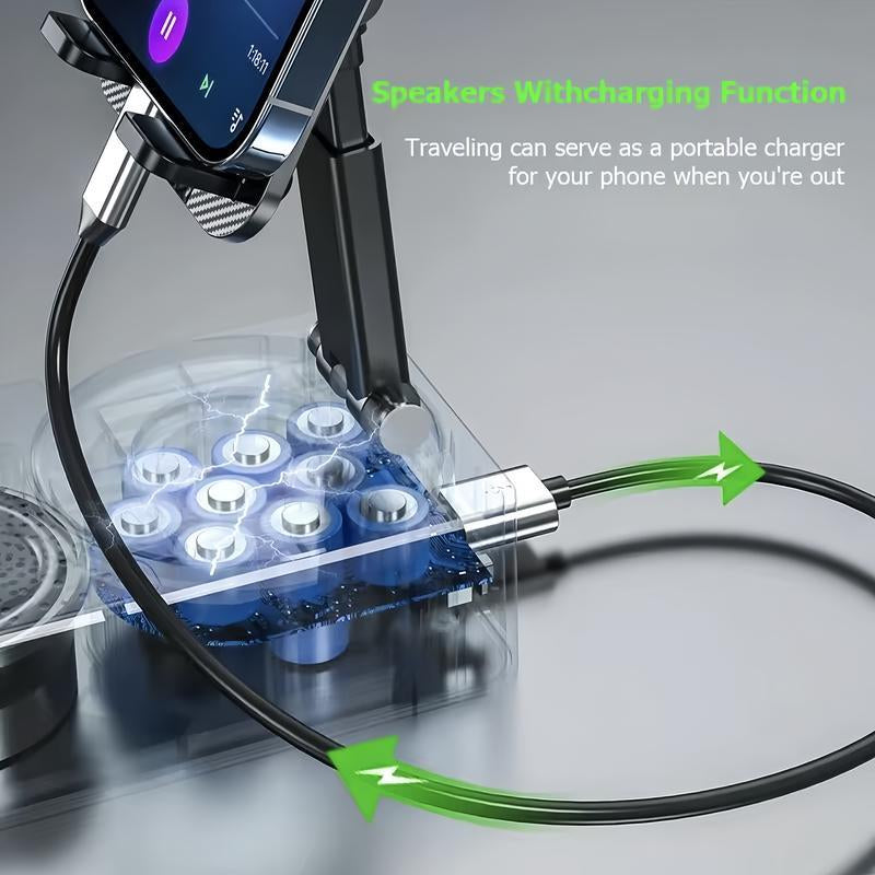 5-in-1 Wireless Bluetooth Speaker – Foldable Phone Holder with Ambient Light & Power Bank