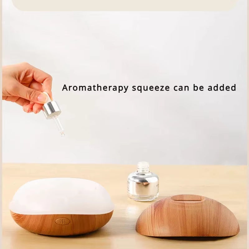 7-Color Flame Aroma Diffuser – Wood Grain Ultrasonic Humidifier