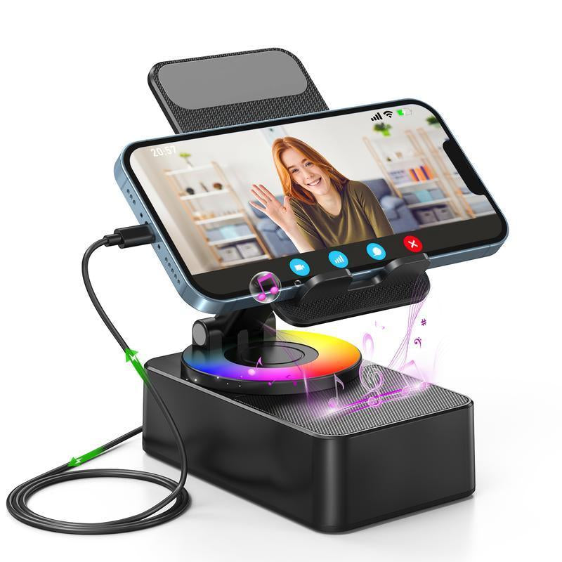 5-in-1 Wireless Bluetooth Speaker – Foldable Phone Holder with Ambient Light & Power Bank