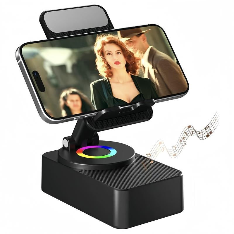 5-in-1 Wireless Bluetooth Speaker – Foldable Phone Holder with Ambient Light & Power Bank