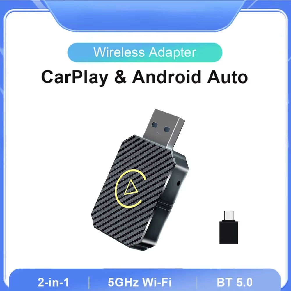 Wireless CarPlay & Android Auto Adapter – 2-in-1 Plug & Play Mini AI Box for Cars with Original CarPlay