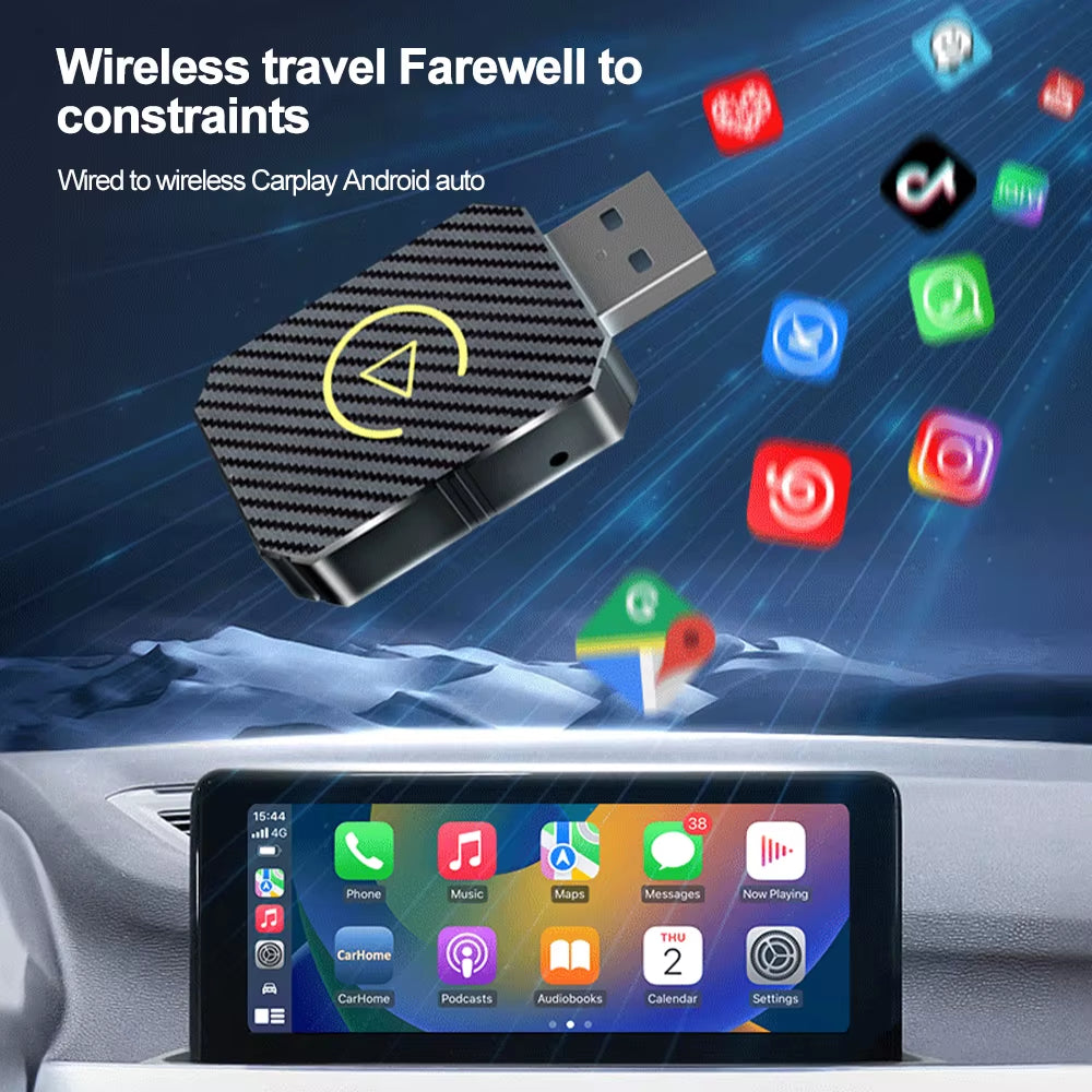 Wireless CarPlay & Android Auto Adapter – 2-in-1 Plug & Play Mini AI Box for Cars with Original CarPlay