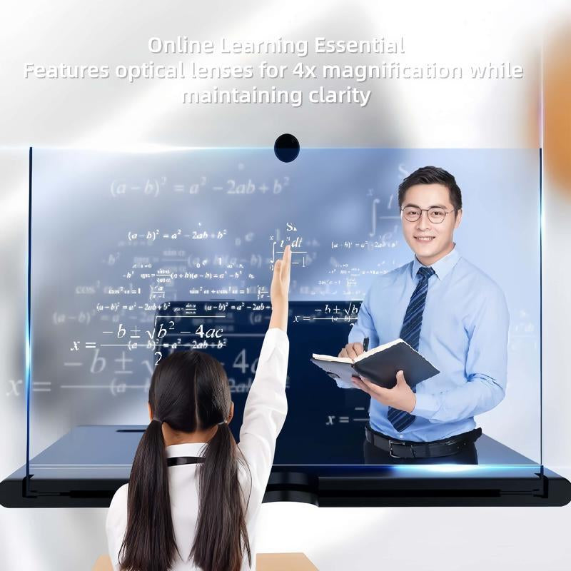 12" Screen Magnifier for Cell Phone – 3D HD Magnifing Screen Enlarger Projector for Movies Videos and Gaming – Foldable Phone Stand Holder with Screen Amplifier–Compatible with All Smartphones Screen Magnifier Bed Side Stand