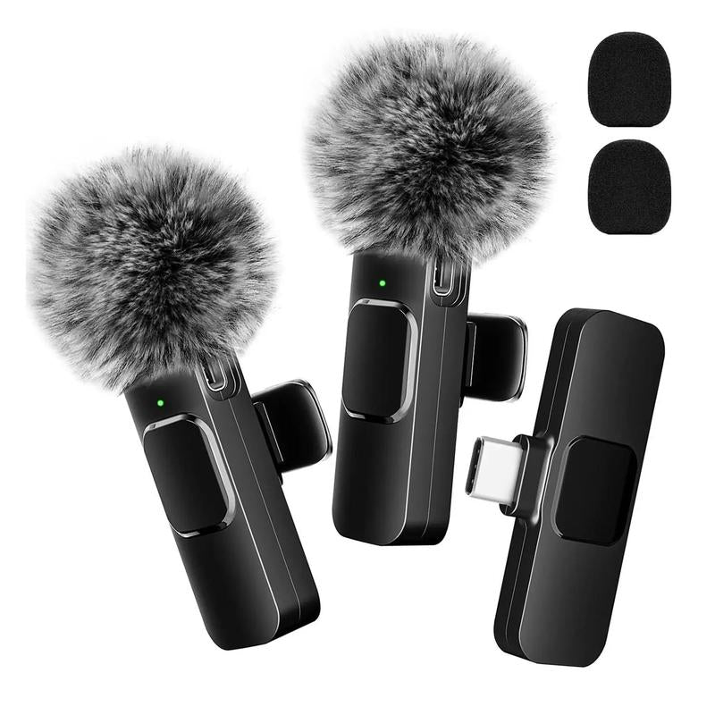 2-Pack Wireless Lavalier Microphones – Clip-On Mini Mics for iPhone, Android & iPad