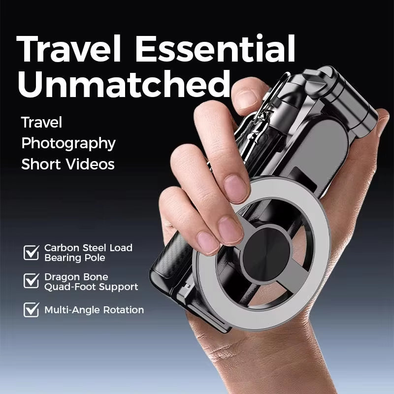 4-in-1 Magnetic Mini Selfie Stick – 360° Rotating Tripod with Bluetooth Control