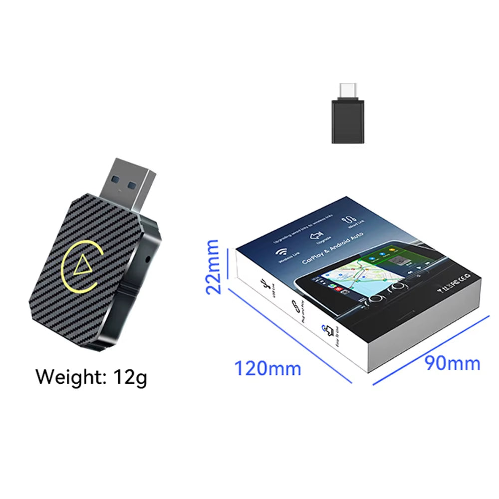Wireless CarPlay & Android Auto Adapter – 2-in-1 Plug & Play Mini AI Box for Cars with Original CarPlay